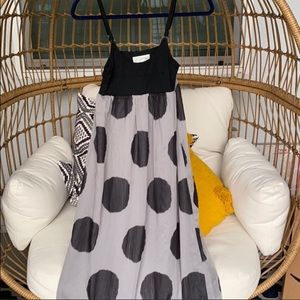 Polka Dot Black/Grey Maxi Dress